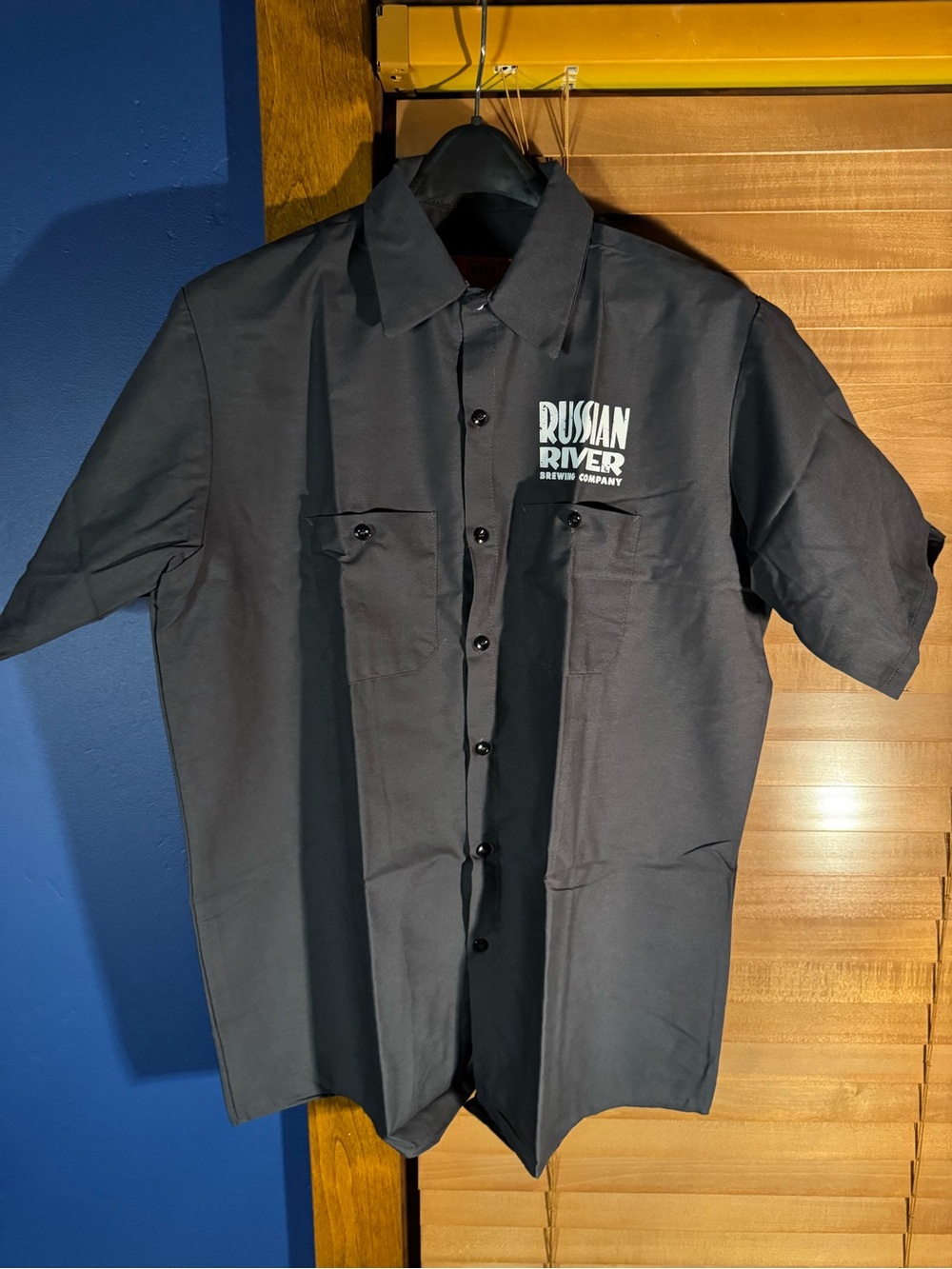 Russian River Brewing Pliny the Elder Gray Short-Sleeve Work Shirt Large NWOT